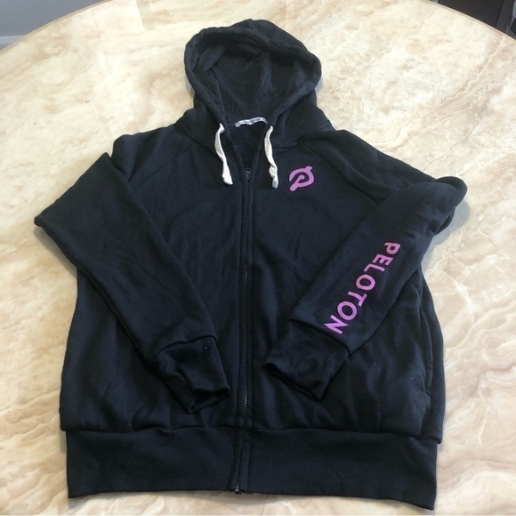 peloton Full Zip Black Pink Logo Spellout Stronger Hoodie Womens Size Small - Picture 2 of 10